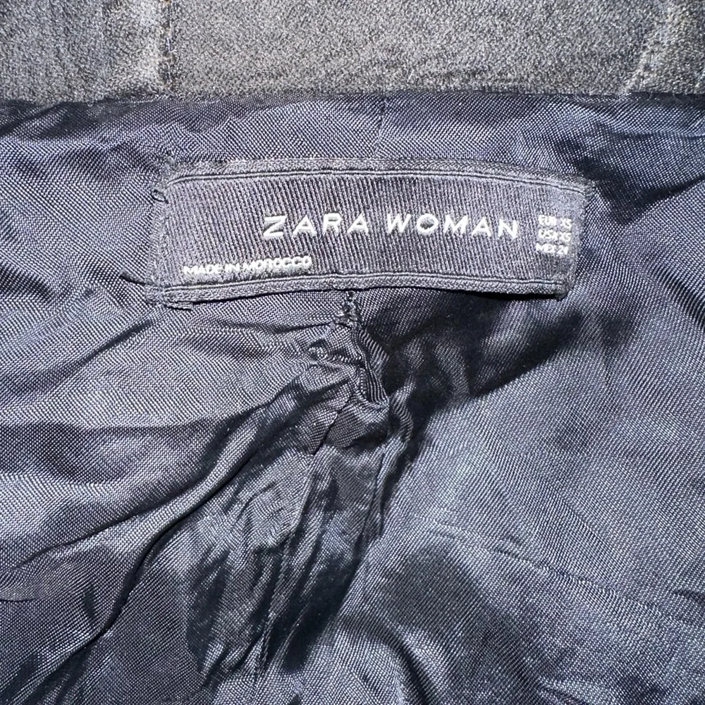 ZARA khaki army green faux fur trim hood duffle coat size XS